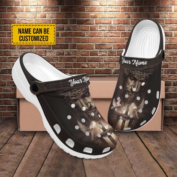 Unique Custom Name Jesus Christ Clog Shoes – Classic Art Portrait Christian Gifts For Her