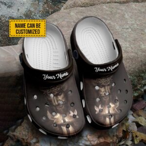 Unique Custom Name Jesus Christ Clog Shoes - Classic Art Portrait Christian Gifts For Her