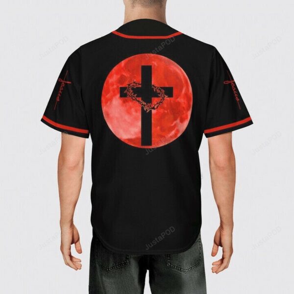 Details about Jesus Cross In A Red Moon Jesus Christian Lord Shirt For Dad Baseball Tee Jersey Shirt – Gift Men Women