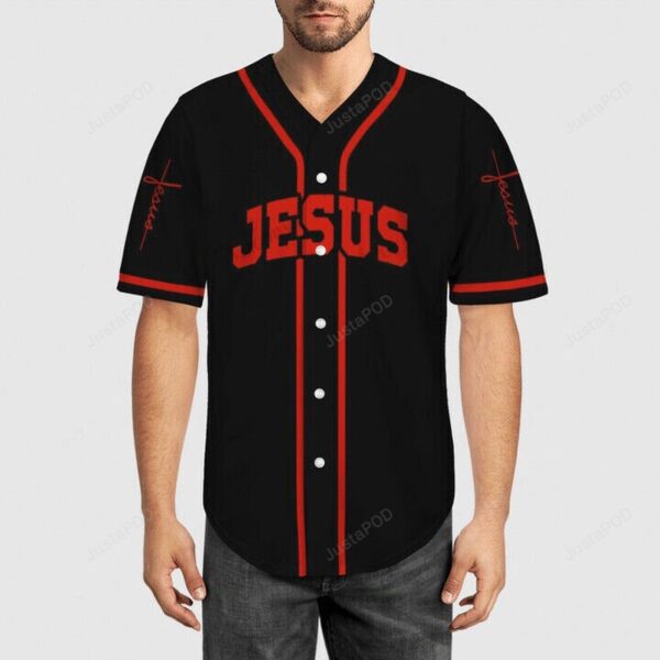 Details about Jesus Cross In A Red Moon Jesus Christian Lord Shirt For Dad Baseball Tee Jersey Shirt – Gift Men Women