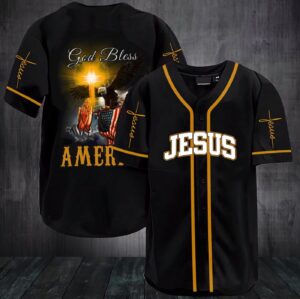 Eagle Patriot Jesus God bless America Baseball Jersey - Gift Men Women