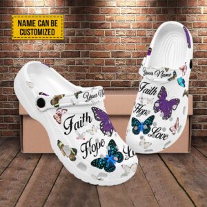Customized Faith Hope Love Butterfly & Cross Clogs - Perfect Gift for Jesus & Butterfly Lovers 1