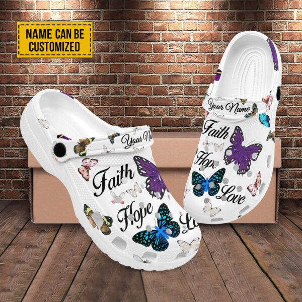Customized Faith Hope Love Butterfly & Cross Clogs – Perfect Gift for Jesus & Butterfly Lovers