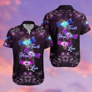 Faith Hope Love Dragonfly Jesus Hawaiian Shirts For Men & Women  - Gift Men Women Days