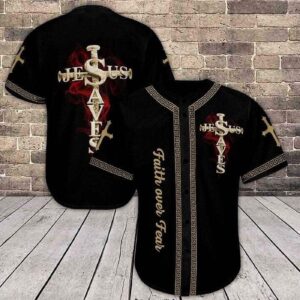 Faith Over Fear Jesus Saves Baseball Jersey, Christian Gift, Jesus Jersey For Men Women - Gift Men Women