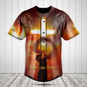 Faith Over Fear Jesus Signature Baseball Jersey Shirt - Gift Men Women
