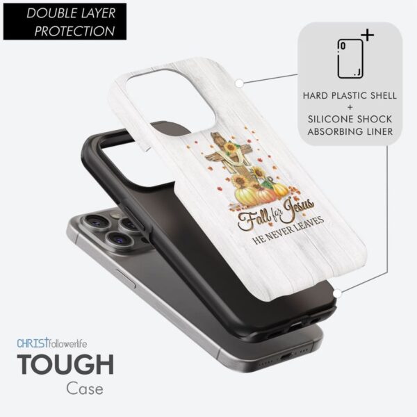 Fall for Jesus he never leaves cross pumpkin Thanksgiving phone case