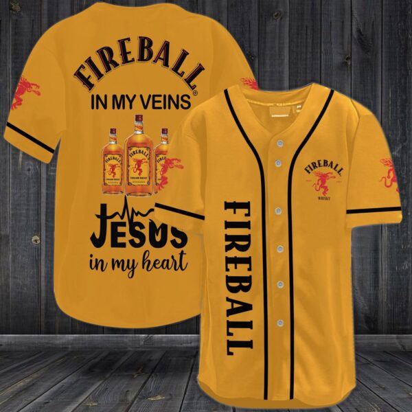 Fireball In My Veins Jesus In My Heart Baseball Jersey – Gift Men Women
