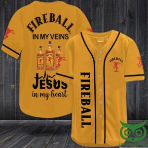 Fireball in my veins Jesus in my heart Baseball Jersey Shirt - Gift Men Women