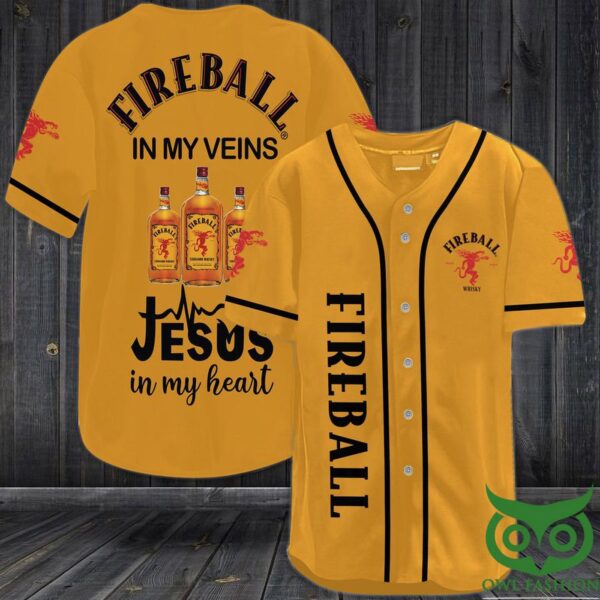 Fireball in my veins Jesus in my heart Baseball Jersey Shirt – Gift Men Women