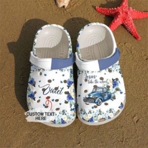 Customized Jesus Takes the Wheel Crocs: Classic Clogs Shoes for a Divine StyleClog