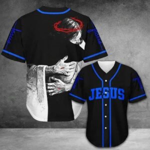 God's Hug Black Blue Baseball Jersey For Jesus - Gift Men Women