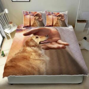 Golden Retriever With Jesus Quilt Bedding Set 1