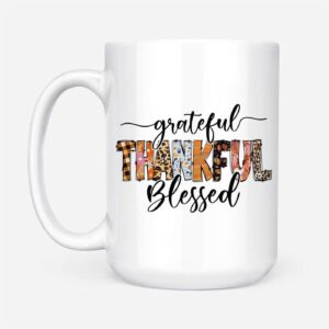 Grateful Thankful Blessed Thanksgiving Christian Coffee Mug 1