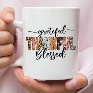 Grateful Thankful Blessed Thanksgiving Christian Coffee Mug