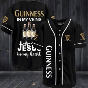 Guinness In My Veins Baseball Jersey Jesus In My Heart, Beer Baseball Jersey Gift For Men Women, Guinness Beer Fan Gift Idea - Gift Men Women