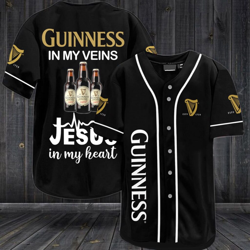 Guinness In My Veins Jesus In My Heart Baseball Jersey – Black – Gift Men Women Guinness In My Veins Jesus In My Heart Baseball Jersey – Black – Gift Men Women