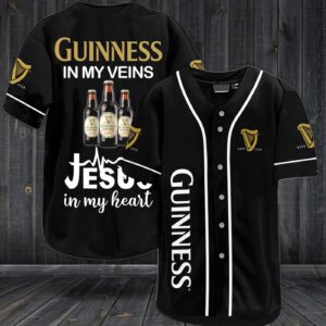 Guinness In My Veins Jesus In My Heart Baseball Jersey – Black - Gift Men Women