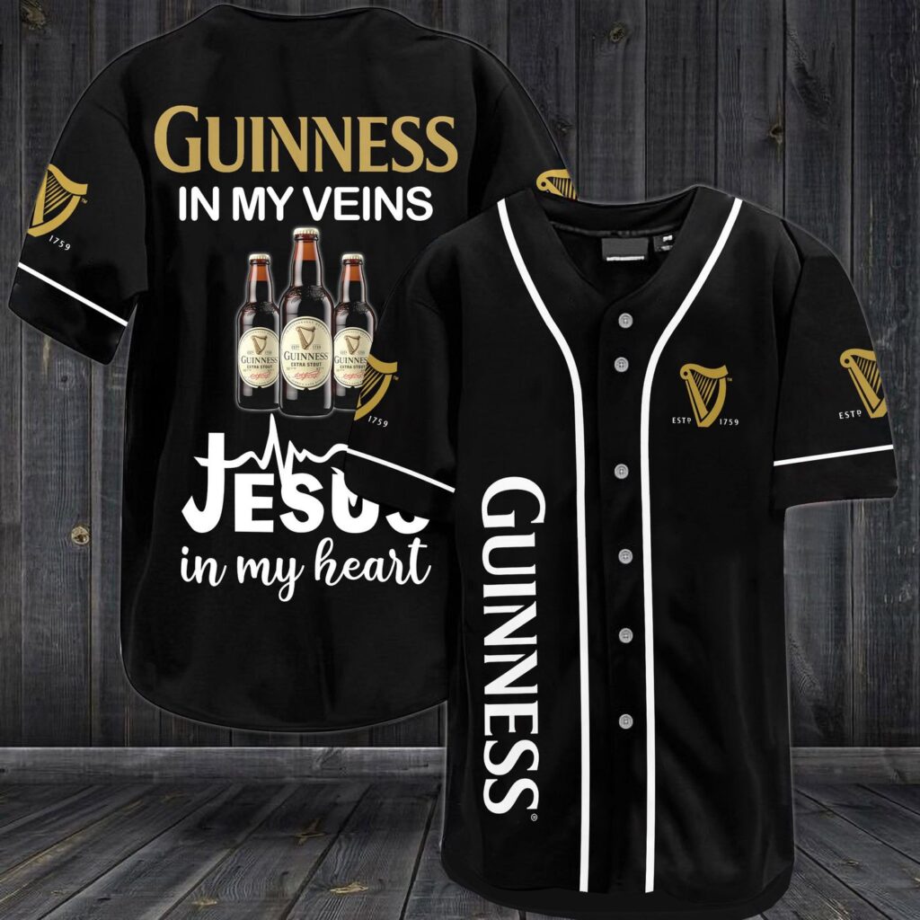 Guinness In My Veins Jesus In My Heart Baseball Jersey – Gift Men Women Guinness In My Veins Jesus In My Heart Baseball Jersey – Gift Men Women