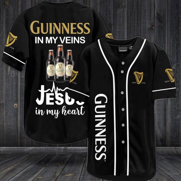 Guinness In My Veins Jesus In My Heart Baseball Jersey – Gift Men Women