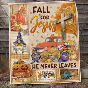 Halloween Truck Fall For Jesus He Never Leaves Quilt Blanket Comforter Bedding Home Decoration ND