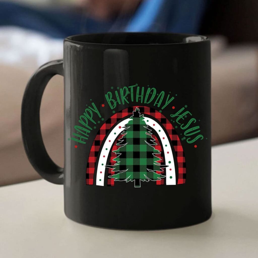 Happy Birthday Jesus Christmas tree coffee mug Happy Birthday Jesus Christmas tree coffee mug