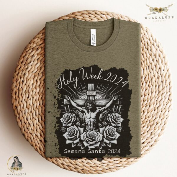 Holy Week Jesus Crucifixion Tee: Catholic Christian Short Sleeve Shirt for Religious & Sentimental Gifts