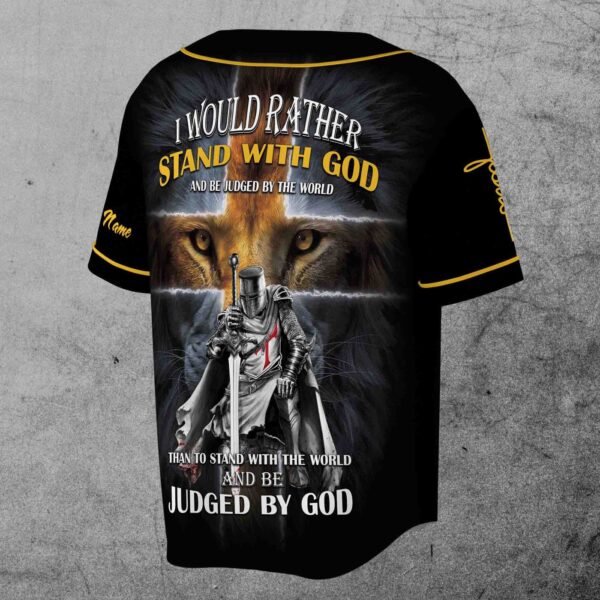 I’d Rather Stand With God Lion Warrior Custom Name Jesus Saved My Life 3D Baseball Jersey Size – Gift Men Women