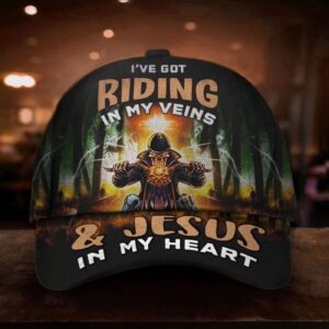 I’ve Got Riding In My Veins And Jesus In My Heart Hat Mens Christian Caps