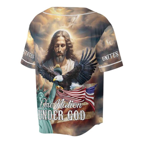 Jesus Aurole One Nation Under God America Statue of Liberty Baseball Jersey – Gift Men Women