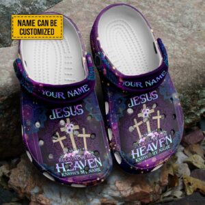 Customized Unisex Jesus Clogs Shoes - Gift for Jesus Lovers Personalized Purple Heaven Name Clogs