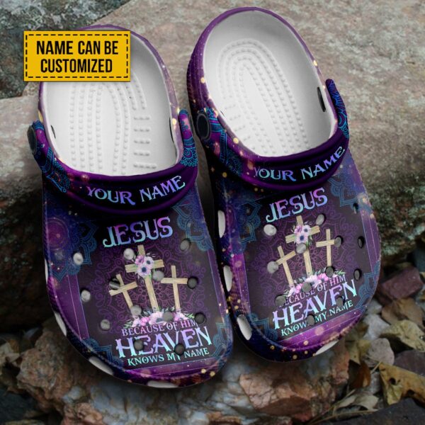 Customized Unisex Jesus Clogs Shoes – Gift for Jesus Lovers Personalized Purple Heaven Name Clogs