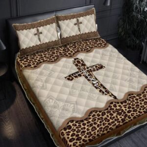 Jesus Bed Set Faith Jesus Leopard Quilt Bedding Set 1