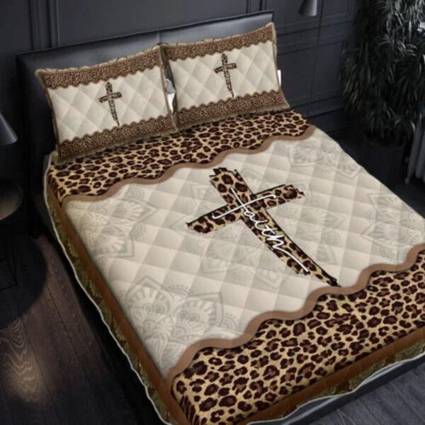 Jesus Bed Set Faith Jesus Leopard Quilt Bedding Set