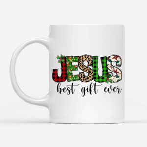 Jesus best gift ever Buffalo plaid leopard coffee mug 1