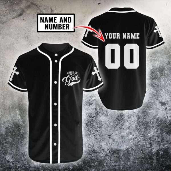 Jesus Child of God Christian Personalized Name and Number Athletic Style Baseball Shirt – Gift Men Women