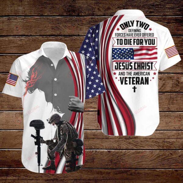 Jesus Christ And The American Veteran Aloha Hawaiian Shirts  – Gift Men Women Days