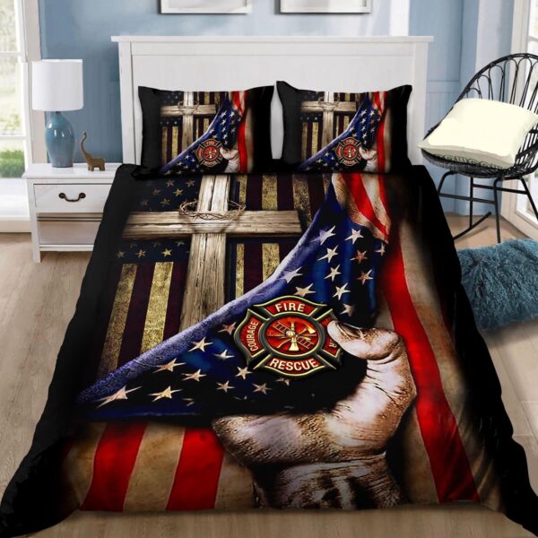 Jesus Christ Proud American Firefighter Bedding Set DQB08072002-TQH