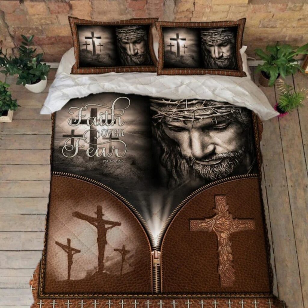 Jesus Christian. Faith Over Fear Quilt Bedding Set LSNGO05BD Jesus Christian. Faith Over Fear Quilt Bedding Set LSNGO05BD