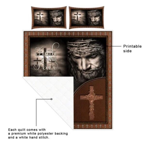Jesus Christian. Faith Over Fear Quilt Bedding Set LSNGO05BD