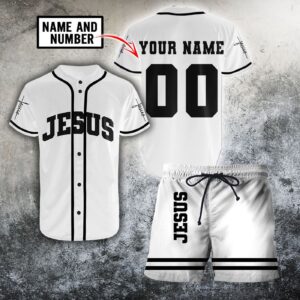 Jesus Christian Personalized Name and Number Athletic Style Combo Baseball shirt and Short - Gift Men Women
