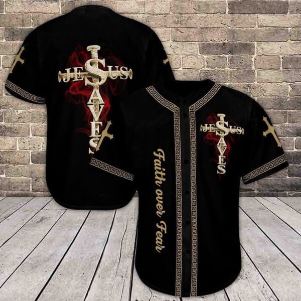 Jesus Cross Red Cream Baseball Jersey For God – Gift Men Women