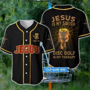 Jesus Disc Golf Is My Therapy Personalized Baseball Jersey - Gift Men Women