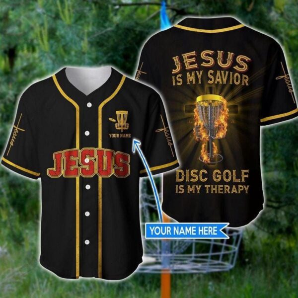 Jesus Disc Golf Is My Therapy Personalized Baseball Jersey – Gift Men Women