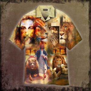Jesus Faith Hope Love Lion Aloha Hawaiian Shirts For Men and Women   - Gift Men Women Days