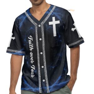 Jesus Faith Over Fear - Baseball Jersey - Gift Men Women 1