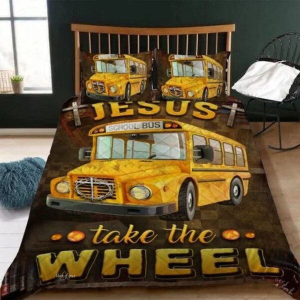 Jesus Gift Gift Wheel School Bus Quilt Bedding Set