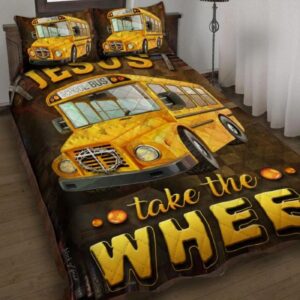 Jesus Gift Gift Wheel School Bus Quilt Bedding Set