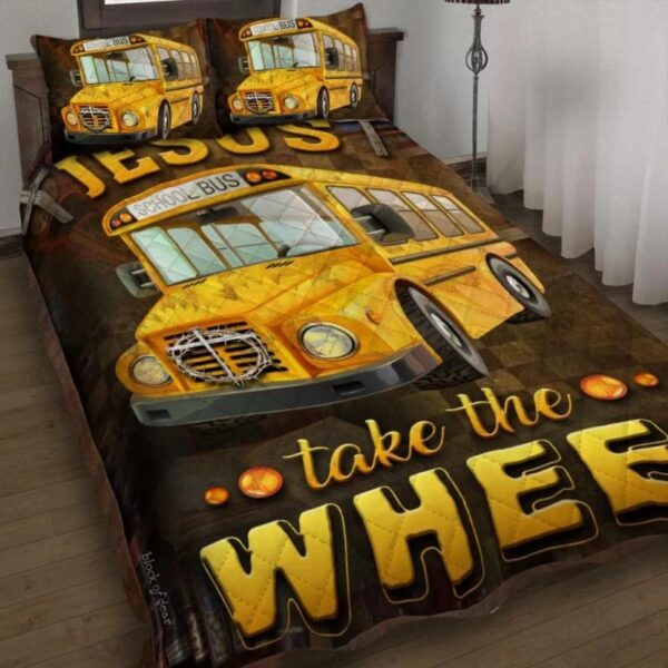 Jesus Gift Gift Wheel School Bus Quilt Bedding Set