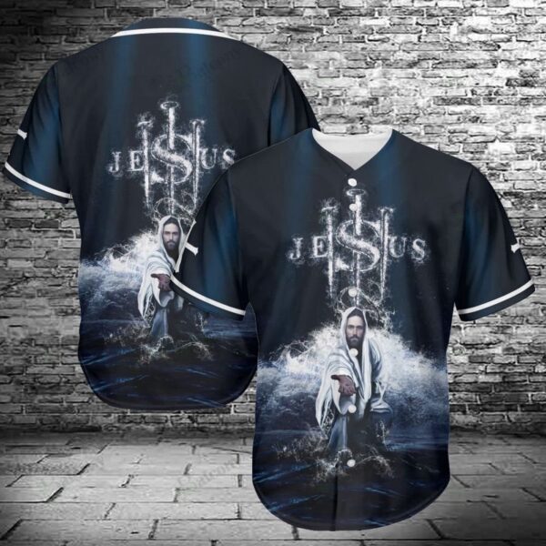 Jesus give the hand Ocean Wave Baseball Jersey Shirt – Gift Men Women